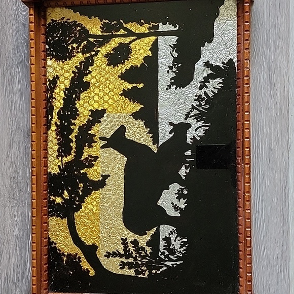 Vintage Serving Tray with Deer Silhouette - Beautiful Art Deco Design with Wood - Picture 3 of 15